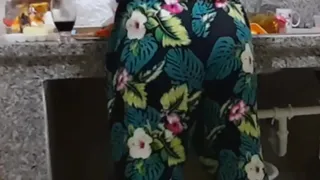 Playing with the housewife in the kitchen when the boss is away