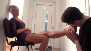 Blond Bitch domiante foot slave