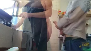 I Fuck my step Aunt with Huge Tits while she makes food