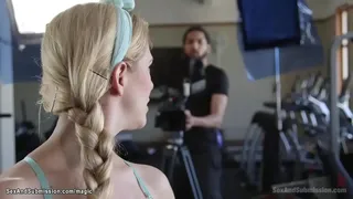 Fitness instructor Cherie Deville hires camera man Mickey Mod to shoot her workout video but he binds her and fucks with big black cock