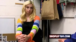 Sexy blonde teen tries shoplifting but got busted at fucked by the security