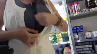 Showing boobs and pussy in the way for a shopping