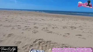 German blonde fucks outdoors on the beach and lets herself be inseminated