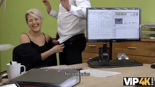 VIP4K. Seductive lady has sex with a loan officer to start