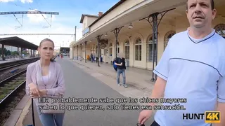 HUNT4K. Sweetie earns cash for a train ticket having sex