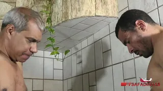 Mature woman has sex with strong man and an old man of 65 years.