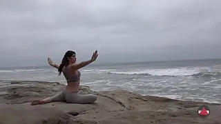 Girl Meditates at by the Oceans