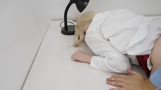 the girl in the office really wanted to have her ass licked. She got a hard dick in ass. footjob