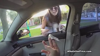 Fucking a hot brunette for a free ride
