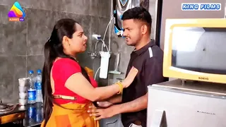 Red saree bhabhi threesome sex with her husband Friends.