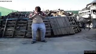 Fucking on a log in the open air