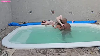 HITTING ONE IN THE POOL AND FUCKING TWO HOT GIRLS WITH CUM INSIDE