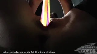 hot big boob brunette gapes her pussy with glow sticks
