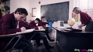 Sexy MILF professor gangbang by unruly students