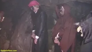 crazy mature halloween witches are rough big cock group fucked in a cave