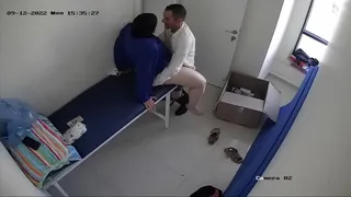 A nurse in the clinic, the place is empty and very spoiled
