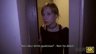 Debt4k. Loan agent comes to get money to buy has crazy sex with teen Alice Klay