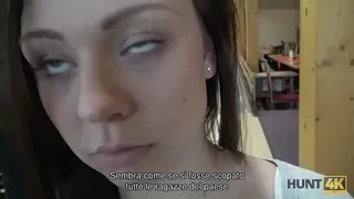 HUNT4K. Brunette sucks cock and gives her pussy to drill for money