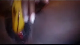 Play with banana, hot pussy, masturbate with banana