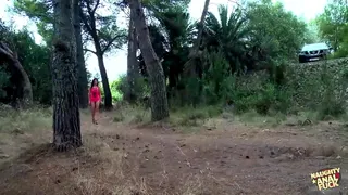 An outdoor anal is her favorite and she fucks wearing nothing but high heels
