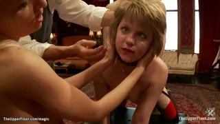 House Alani Pi sucking huge cock then Danny Wylde fucking big tits blonde slut Riley Evans in shaved pussy and tight ass at bdsm party