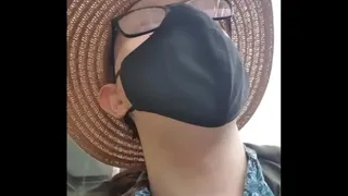 Kate has a new dildo mask and uses it in public