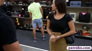 Coed shows off her big tits and banged