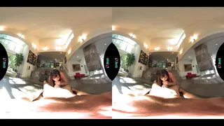 Curvy brunette rides her step-daughters boyfriends cock in virtual reality