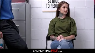 Sexy Petite MILF Shoplifter With Tattoos Sex With Guard After Fuck Deal Is Reached