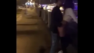 Russian get her pussy fuck in public