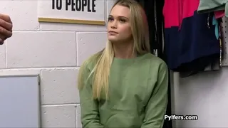 Mind blowing blonde spinner steals bikini and gets fucked for it