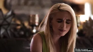 Blonde legally bound by a contract to fuck a representative or get exposed in court.The tattooed babe sees no option than to deepthroat and ride cock