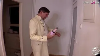 German Old Guy tricked Redhead Neighbour Teen Anni to Fuck