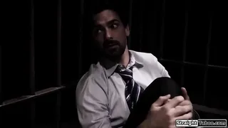 Petite blonde gets locked up in a jail cell with a stranger as they are being watched.They fuck to get out and the babe sucks his big cock.Shes fucked