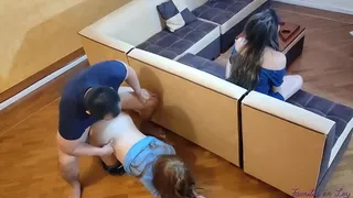 My stepsister-in-law who is more beautiful than my girlfriend asked me to fuck her while my girlfriend plays NTR