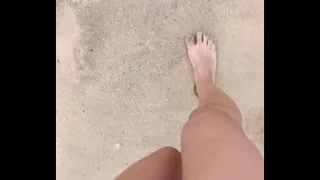Pee spotting public beach