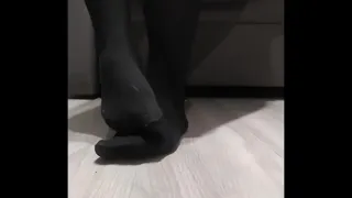 My beautiful leg in black pantyhose are playing with a toy nice girls nylon 2