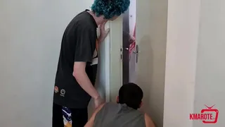 Two friends eating out their hot friend after spying on her in the shower