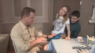 Flirty cutie screws for bucks in front of her own fella