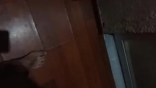 Spying on her while she takes a bath after fucking her