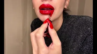 Put on lipstick and sucked nice
