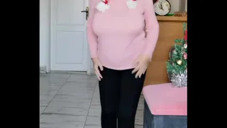 Naughty granny MariaOld teasing by big bouncing tits and shaved pussy