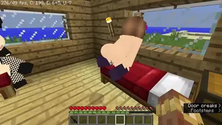 Gothic girl giving in minecraft