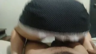 Delicious cum without a condom, wife with tasty bouncing tail