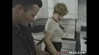 Granny Fucks Young Dick In The Kitchen