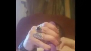 Hot goth Chick plays with self & toys