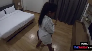 Cute Asian teen sucked huge dick before hardcore pussy fucking