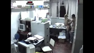 Security camera films hot blonde fucking with colleague in accounting office