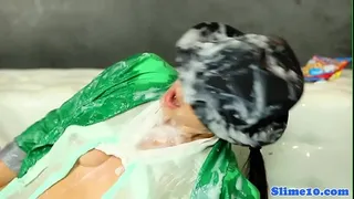 Euro beauty drenched while masturbating