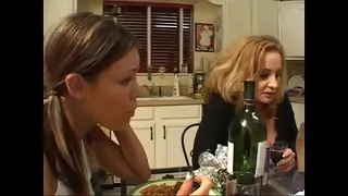 Two hungry sluts share the same cock in bed and get jizzed